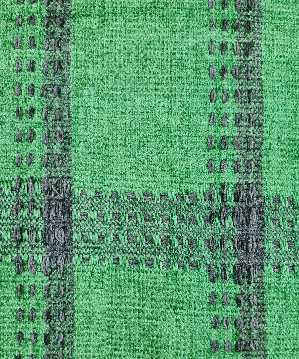 Green & Charcoal Hand-Woven Cotton Sofa Throw | SHOBITAM