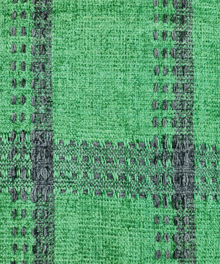 Green & Charcoal Hand-Woven Cotton Sofa Throw | SHOBITAM