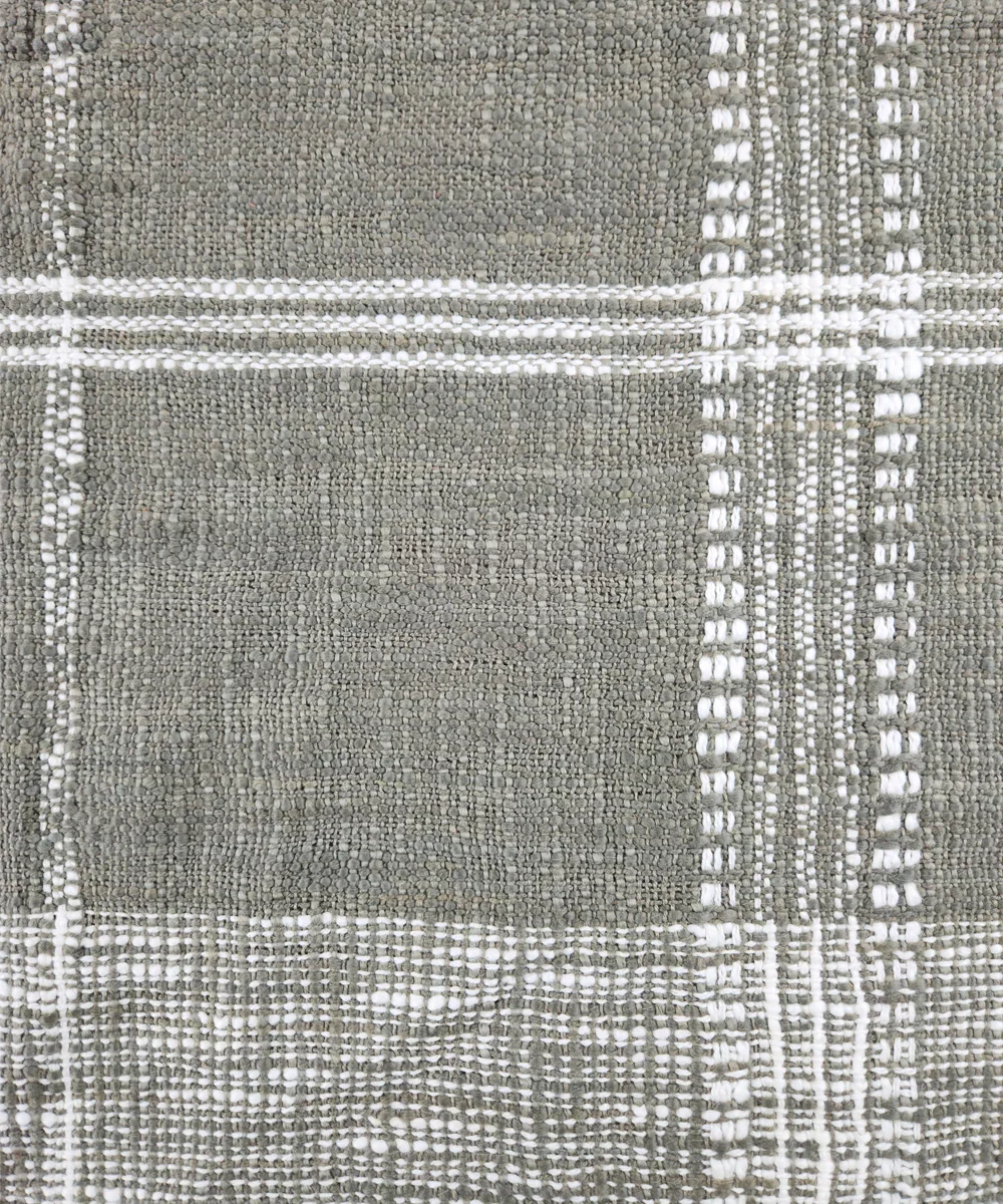 Dark Smoke & Off White Hand Woven Cotton Sofa Throw | SHOBITAM