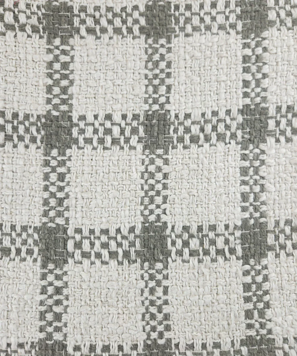 Ecru & Charcoal Yarn Dye Handwoven Cotton Sofa Throw | SHOBITAM