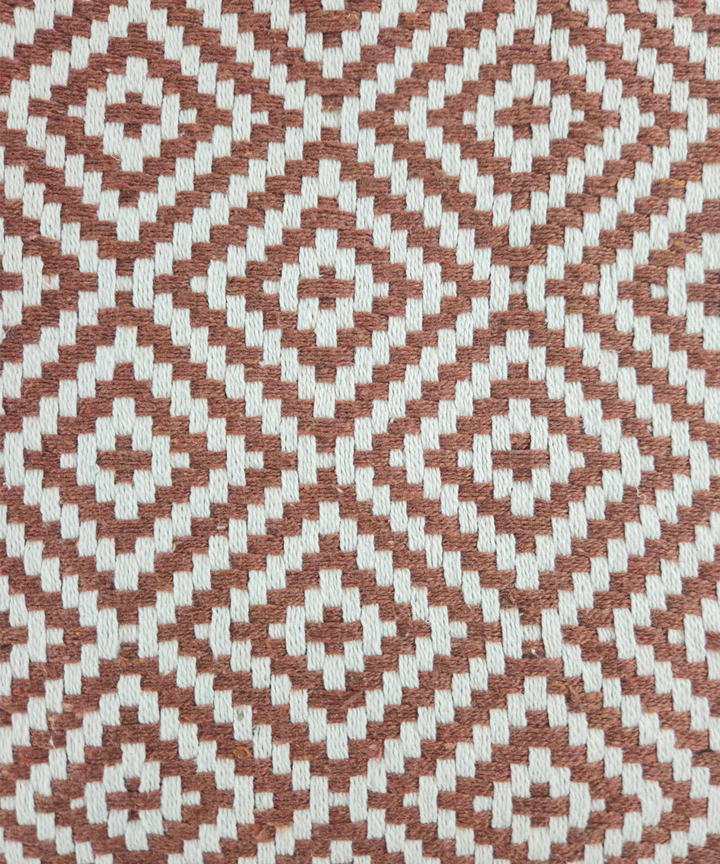 Ecru & Brown Diamond Yarn Dye Handwoven Cotton Sofa Throw | SHOBITAM