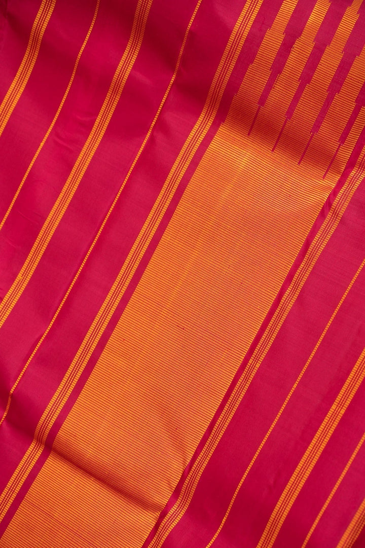 Orange and Red Kanjivaram Mubbagam Saree Thrayee | SILK MARK CERTIFIED | SHOBITAM
