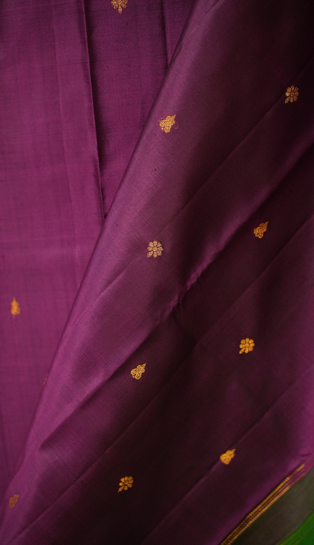Purple With Green Kanjivaram Handloom Pure Zari Saree Vadamalli | SILK MARK CERTIFIED | SHOBITAM
