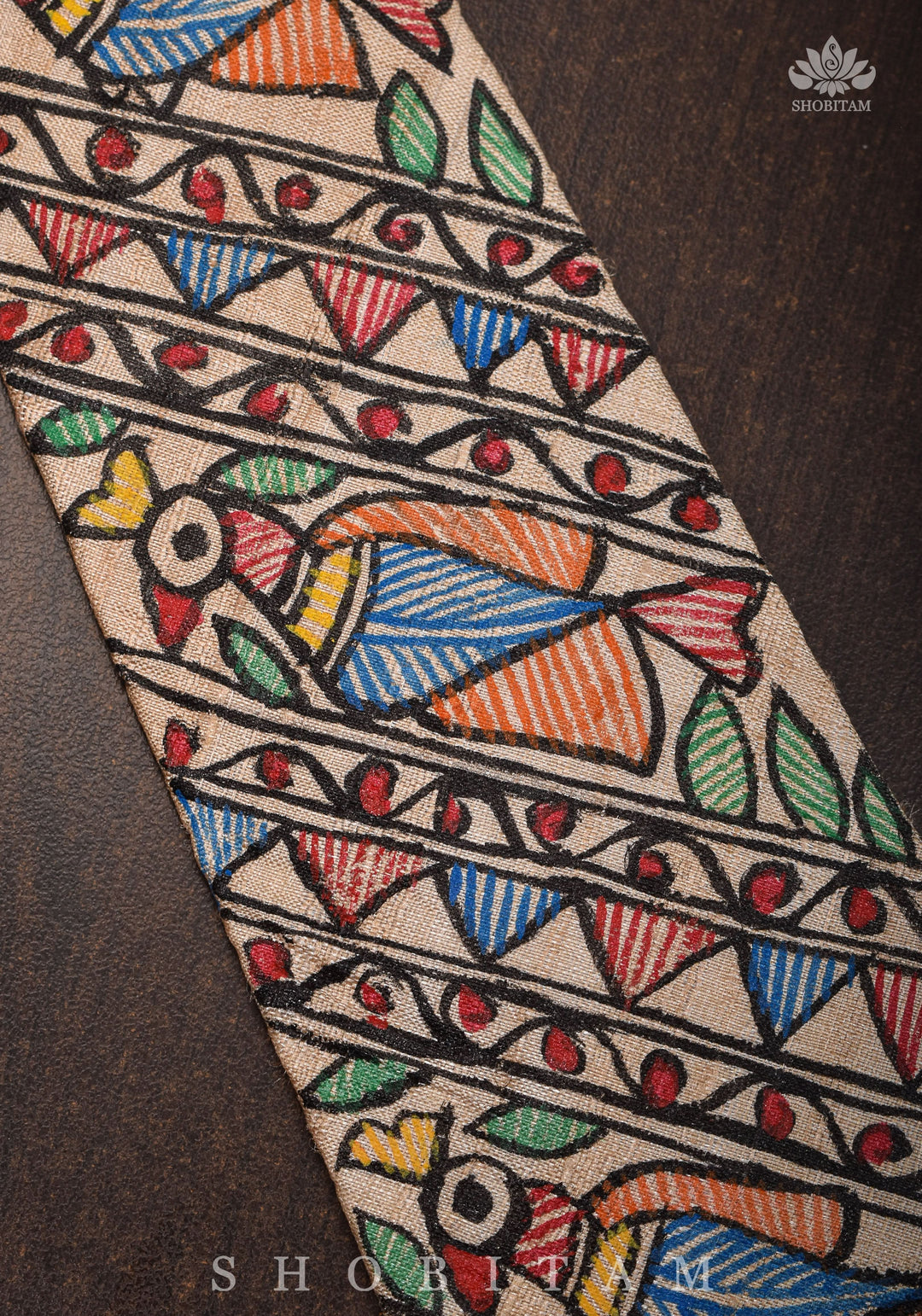Men's Tie in Pure Tussar Silk with Madhubani Hand Painting | SILK MARK CERTIFIED