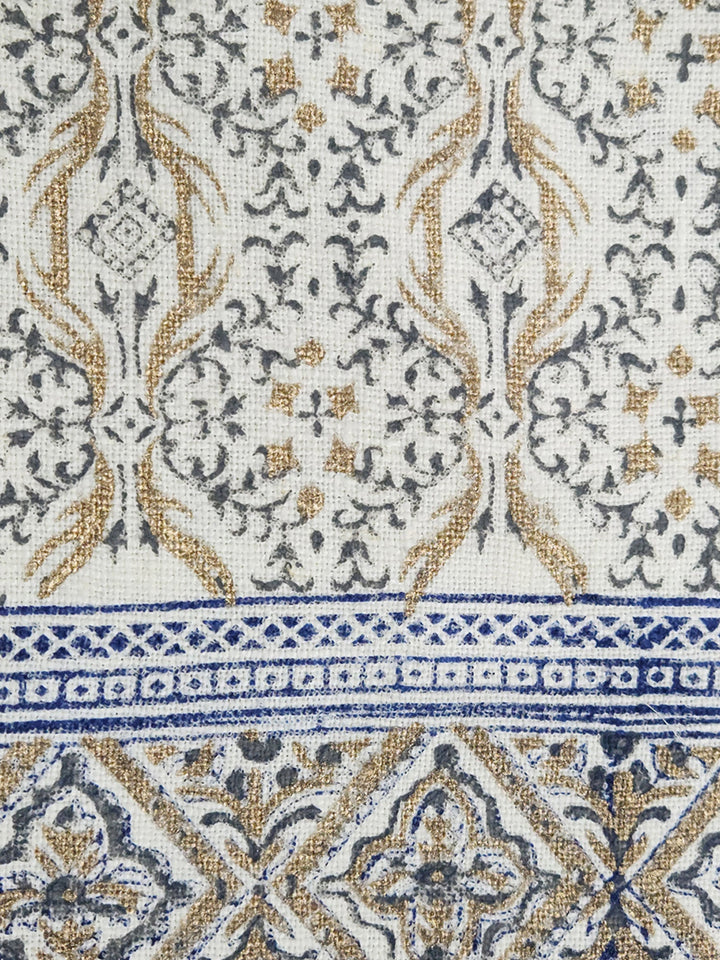 Set of 6 pcs Deep cream Hand Block Printed Pure Linen Table Mats