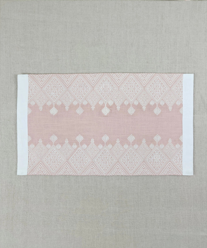 Set of 6 Coral Cotton Slub Geometric Embroidered Table Mat  | SHOBITAM