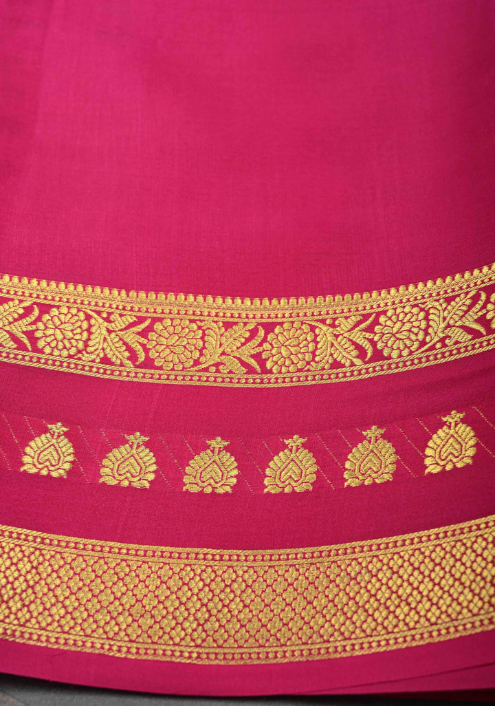 Navy Blue Mysore silk Saree With Zari Checks And Contrast Border in KSIC Grade Thickness| SILK MARK CERTIFIED