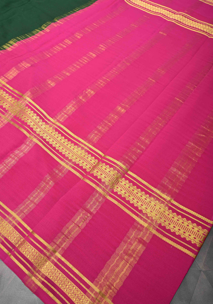 Indian Green  Mysore silk Saree With Rettai Patti Border in KSIC Grade Thickness| SILK MARK CERTIFIED
