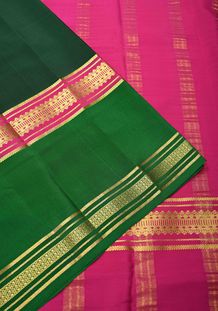 Indian Green  Mysore silk Saree With Rettai Patti Border in KSIC Grade Thickness| SILK MARK CERTIFIED