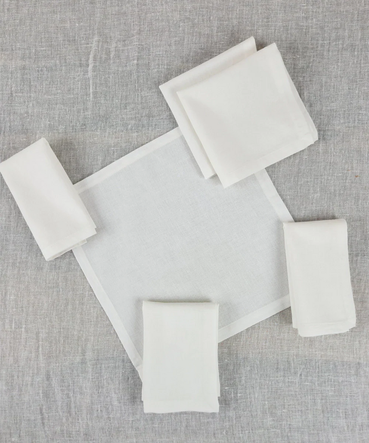 Set of 6 pcs Off White Solid Cotton Linen Cocktail Napkin | SHOBITAM