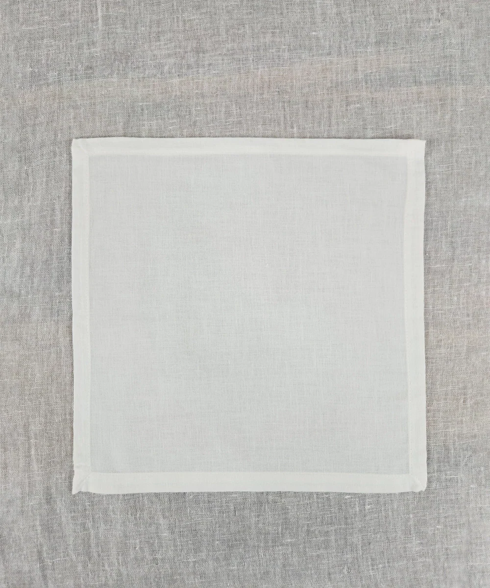 Set of 6 pcs Off White Solid Cotton Linen Cocktail Napkin | SHOBITAM