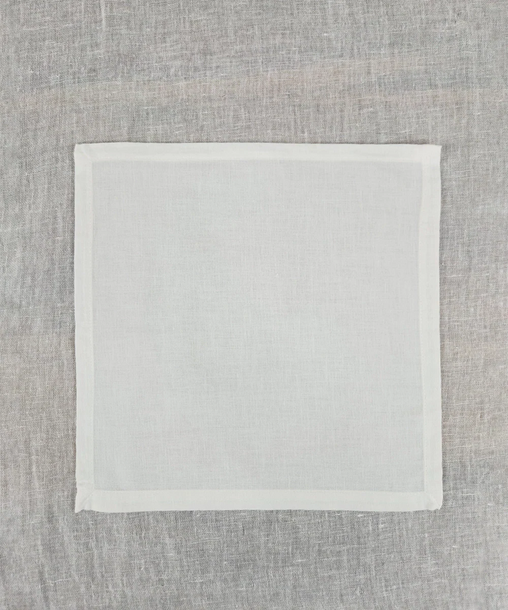 Set of 6 pcs Off White Solid Cotton Linen Cocktail Napkin | SHOBITAM