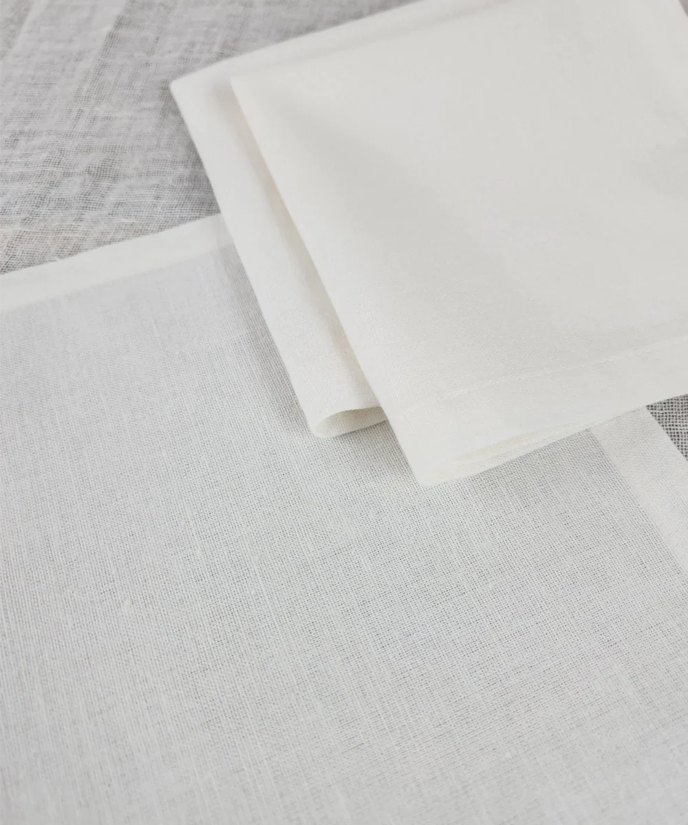 Set of 6 pcs Off White Solid Cotton Linen Cocktail Napkin | SHOBITAM