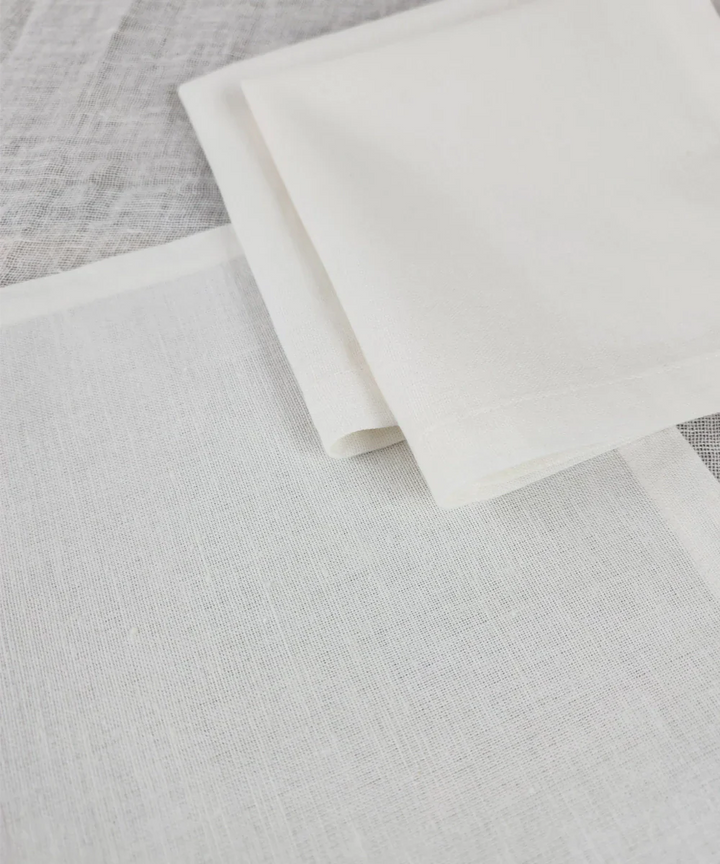 Set of 6 pcs Off White Solid Cotton Linen Cocktail Napkin | SHOBITAM