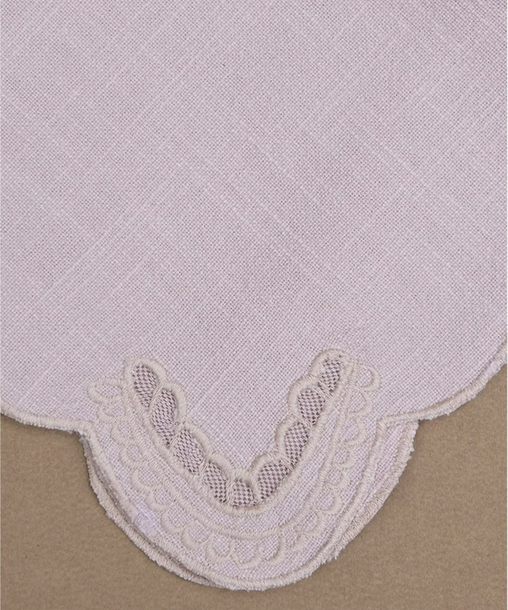 Set of 4 pcs Dusty Pink Cutwork Embroidered Cotton Slub Table Napkins (16.75 x 16.75 Inches) | SHOBITAM