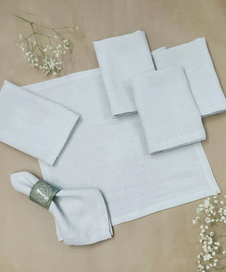 Set of 6 pcs Light Grey Pure Linen Table Napkin (16"x16") | SHOBITAM