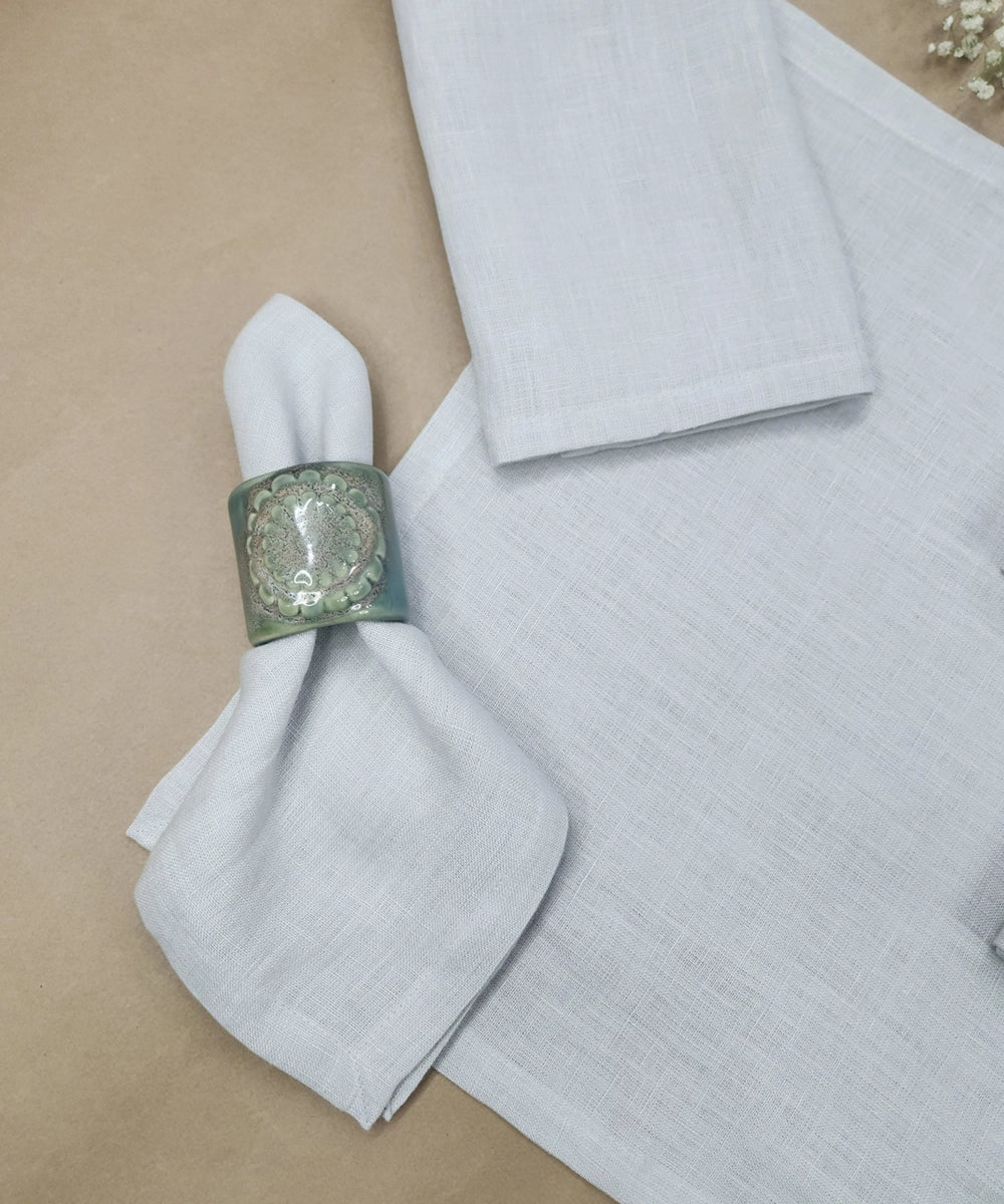 Set of 6 pcs Light Grey Pure Linen Table Napkin (16"x16") | SHOBITAM