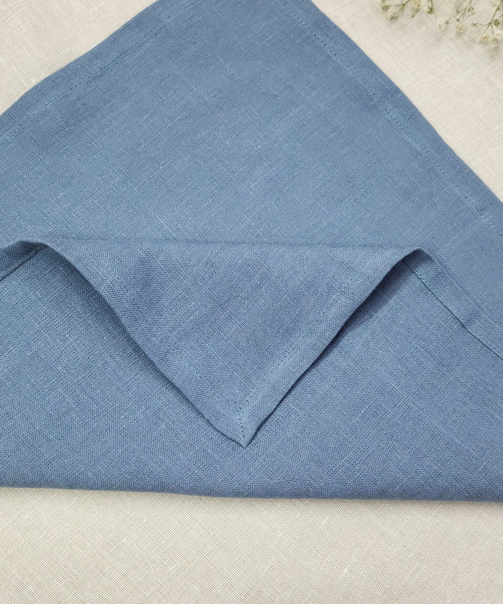 Set of 6 pcs Bluish Grey Pure Linen Table Napkin (16"x16") | SHOBITAM