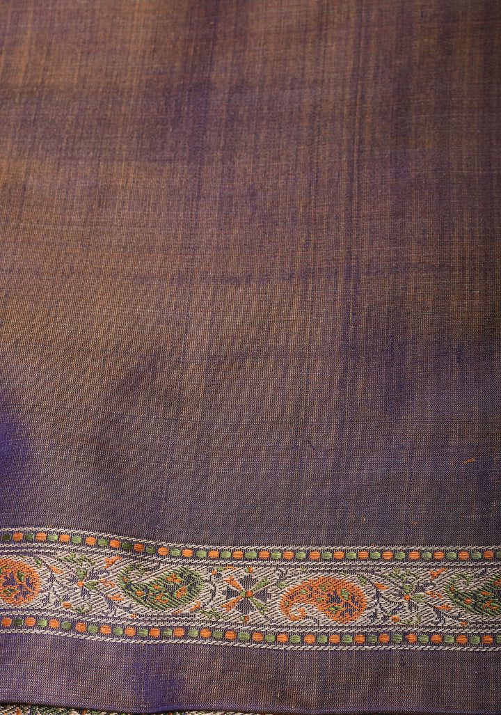 Tanchoi Jamawar Banarasi Saree in Pure Silk Satin in Blue | SILK MARK CERTIFIED