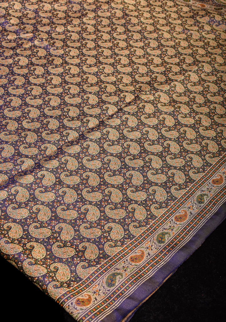 Tanchoi Jamawar Banarasi Saree in Pure Silk Satin in Blue | SILK MARK CERTIFIED