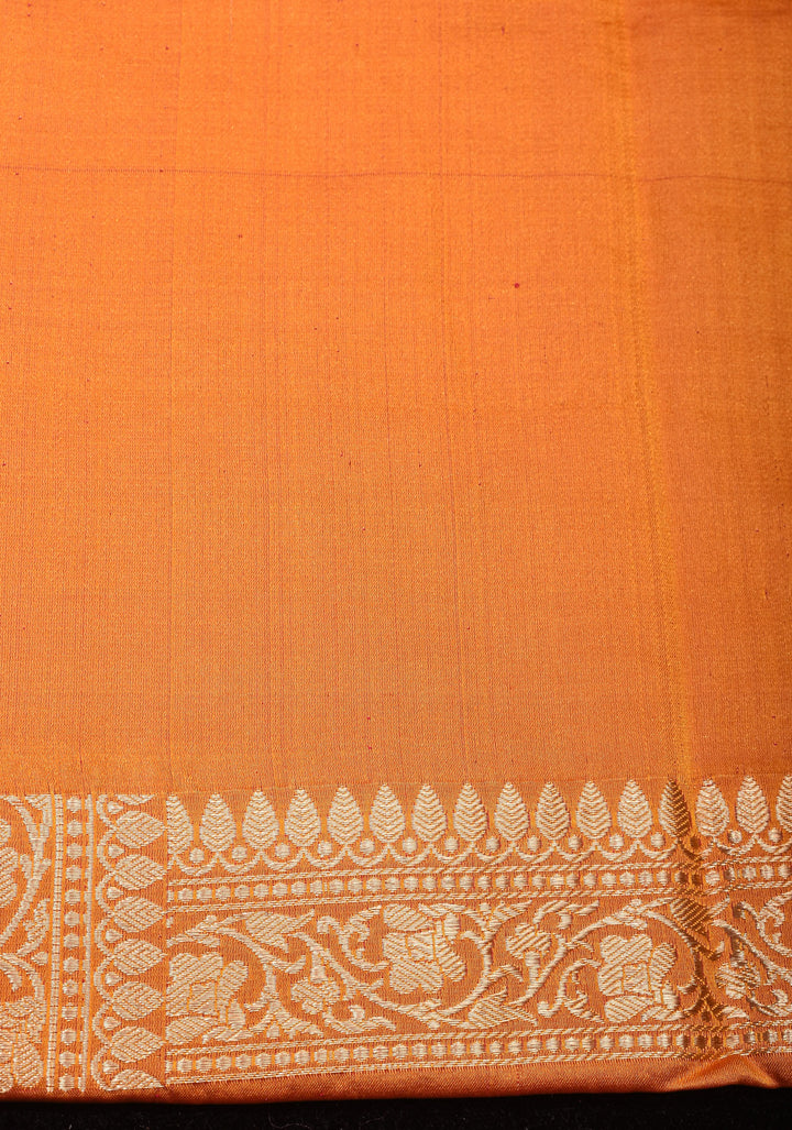 Rust Orange Tanchoi Brocade Banarasi Silk Saree in Pure Satin Silk  | SILK MARK CERTIFIED