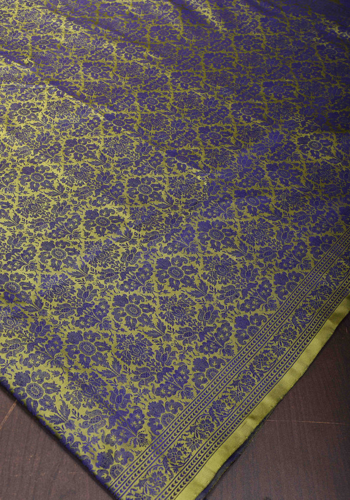 Green Tanchoi Banarasi Satin Silk Saree with Floral Brocade  | SILK MARK CERTIFIED