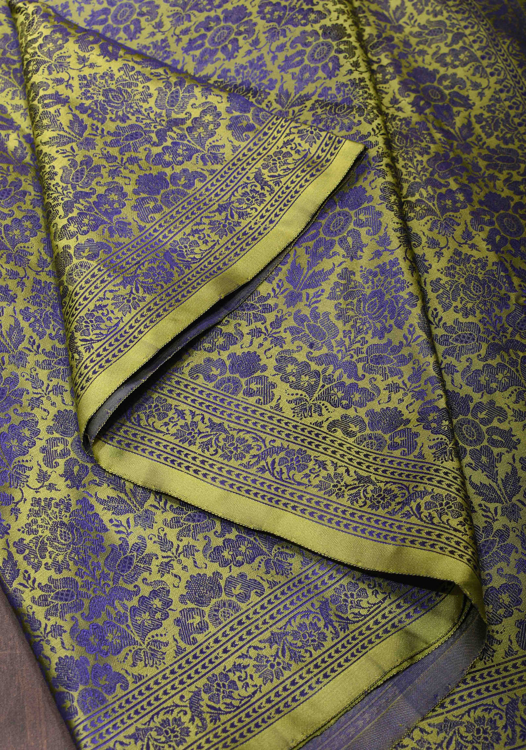 Green Tanchoi Banarasi Satin Silk Saree with Floral Brocade  | SILK MARK CERTIFIED