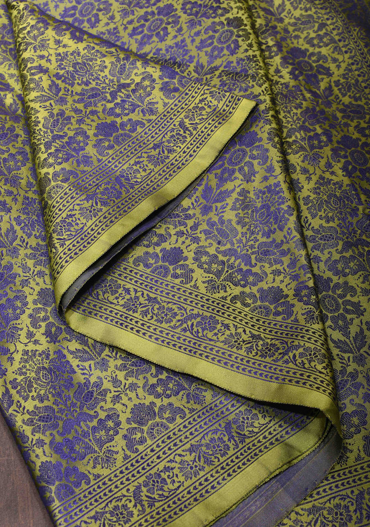 Green Tanchoi Banarasi Satin Silk Saree with Floral Brocade  | SILK MARK CERTIFIED