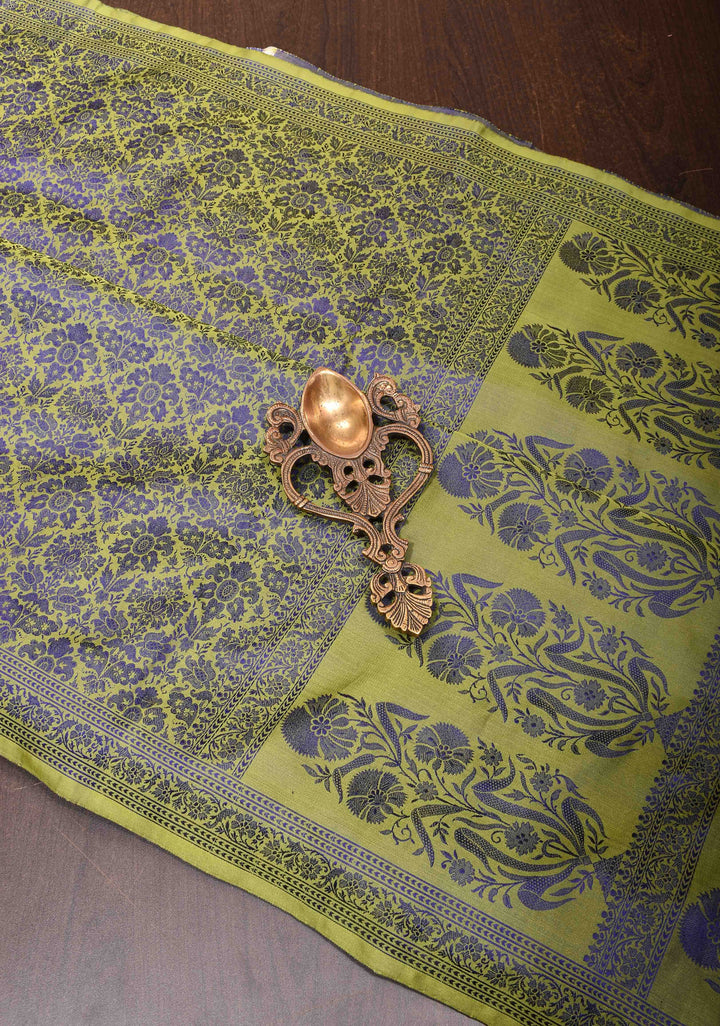 Green Tanchoi Banarasi Satin Silk Saree with Floral Brocade  | SILK MARK CERTIFIED