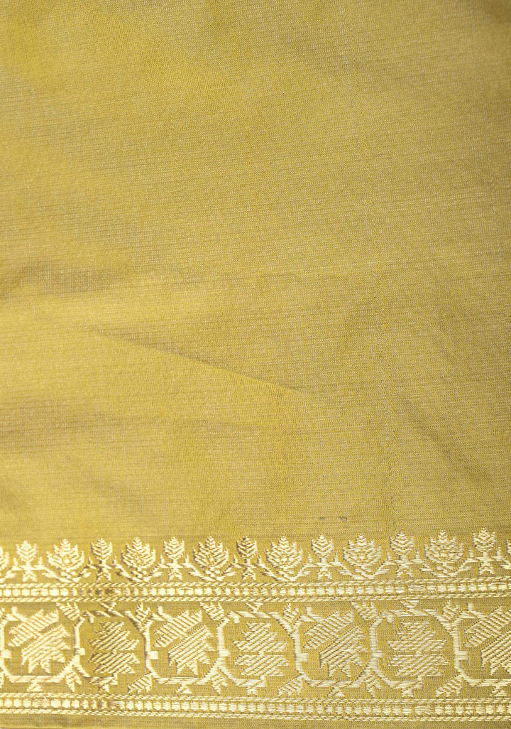 Mustard Yellow Tanchoi Banarasi Satin Silk Saree with Floral Brocade | SILK MARK CERTIFIED
