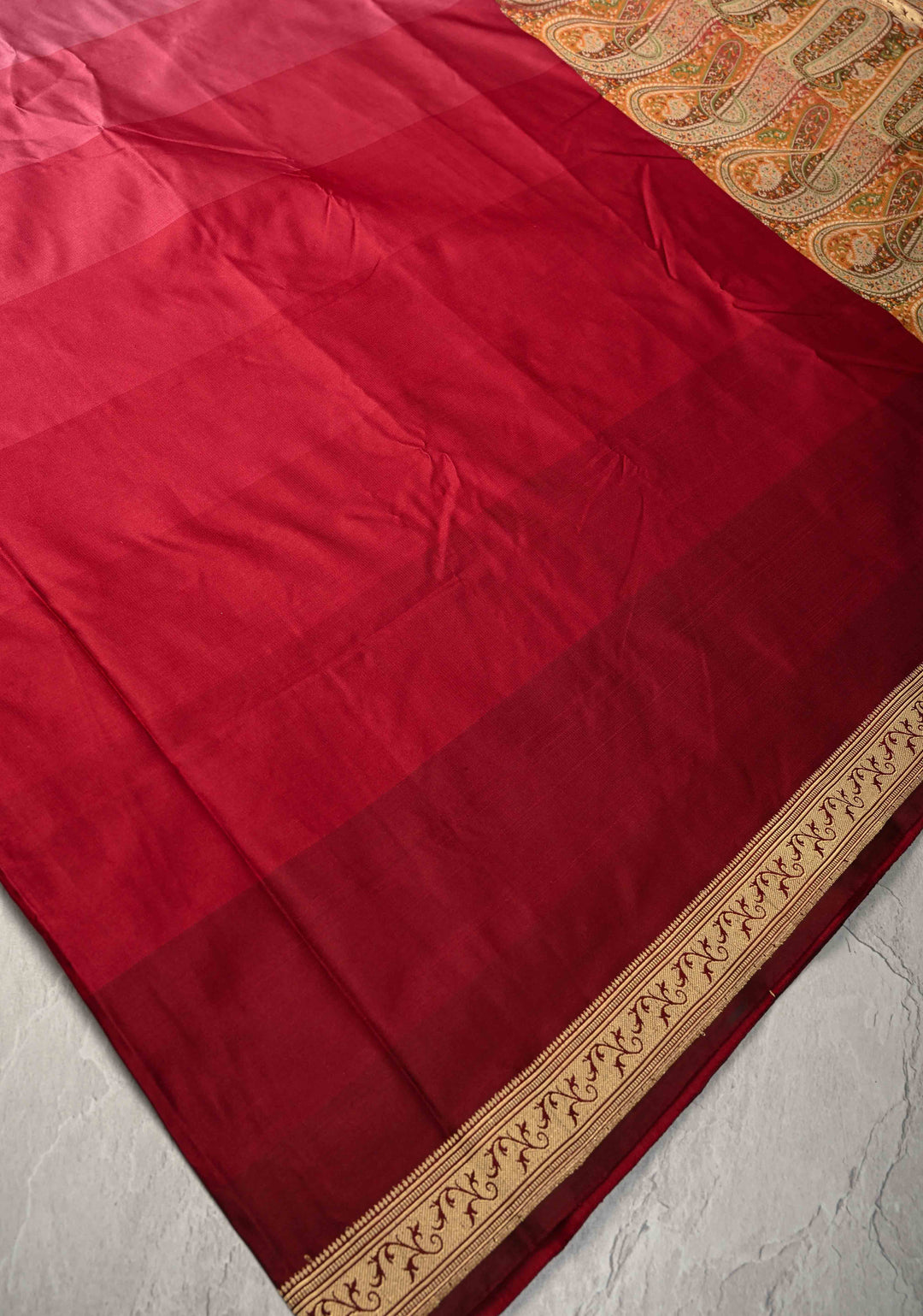 14 color Dusty Pink to Deep Wine Ombre Gradient Mashru Silk Saree with Tanchoi Pallu and Blouse | SILK MARK CERTIFIED