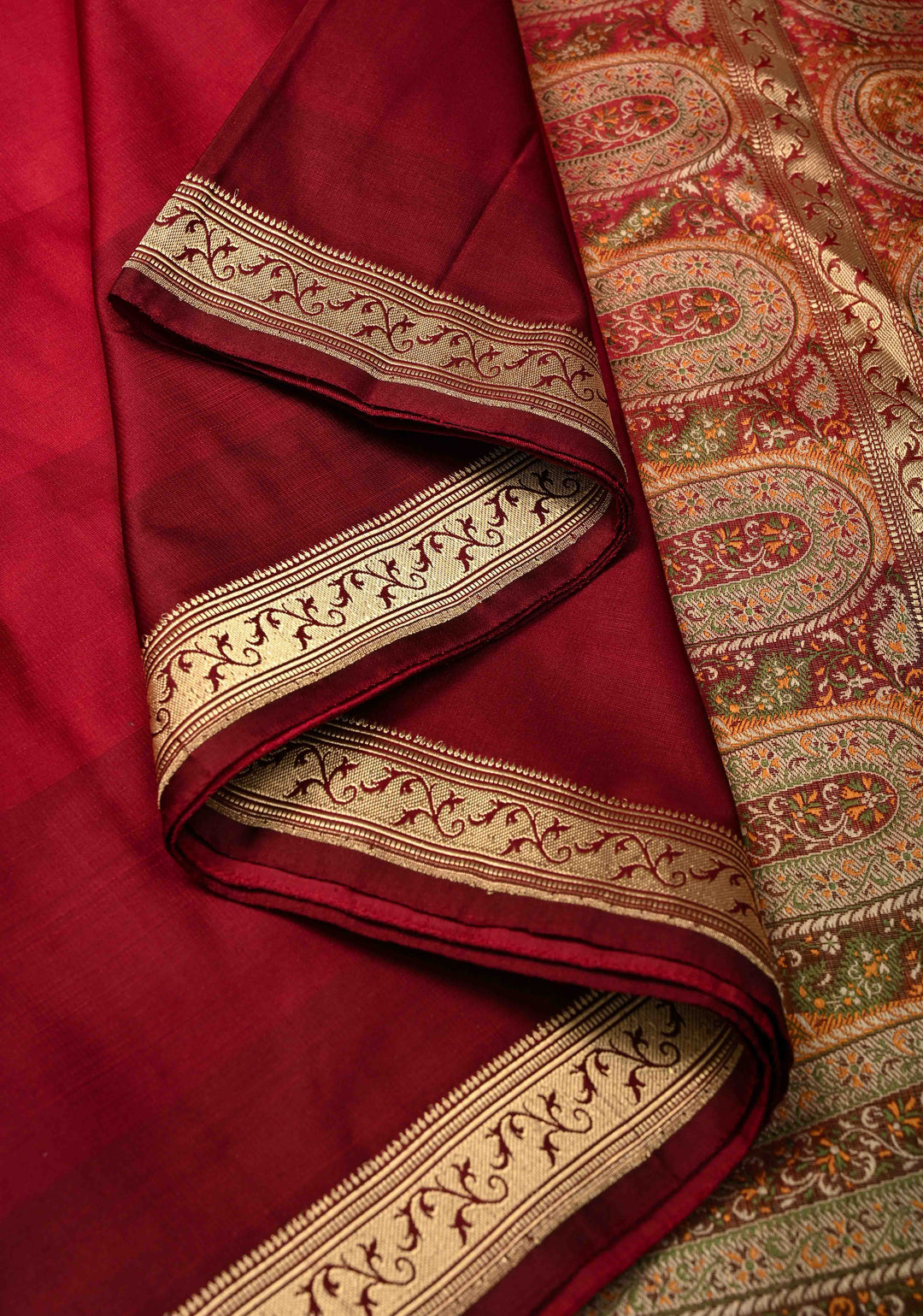 14 color Dusty Pink to Deep Wine Ombre Gradient Mashru Silk Saree with Tanchoi Pallu and Blouse | SILK MARK CERTIFIED