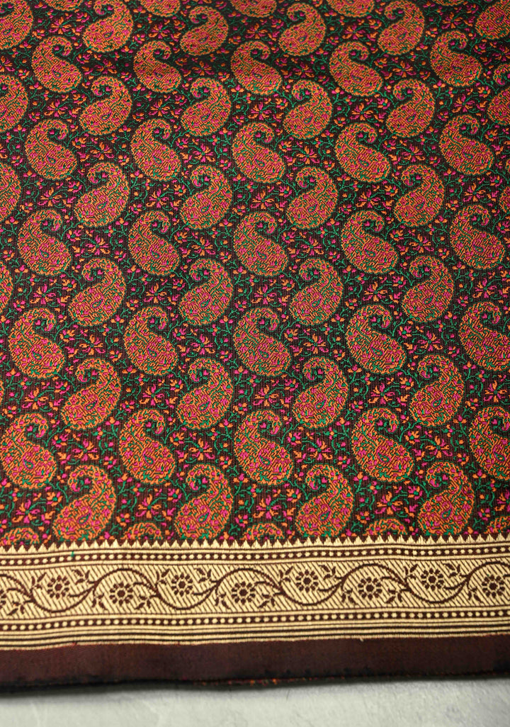 14 color Black-Gray Ombre Gradient Mashru Silk Saree with Tanchoi Pallu and Blouse | SILK MARK CERTIFIED