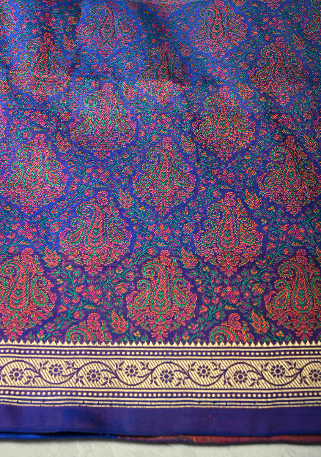 Shades of Blue Ombre Gradient Mashru Silk Saree with Tanchoi Jamawar Pallu and Blouse | SILK MARK CERTIFIED