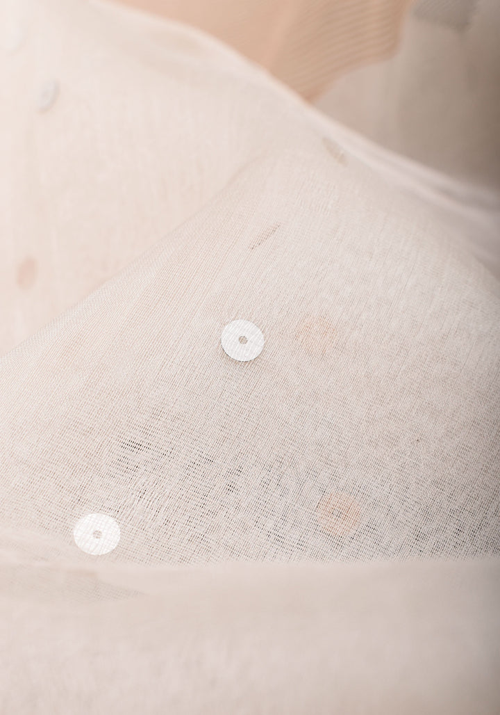 Exquisite Off White Sona Rupa Zari Jamdani with Pocket Sequins on Muslin Saree | SILK MARK CERTIFIED