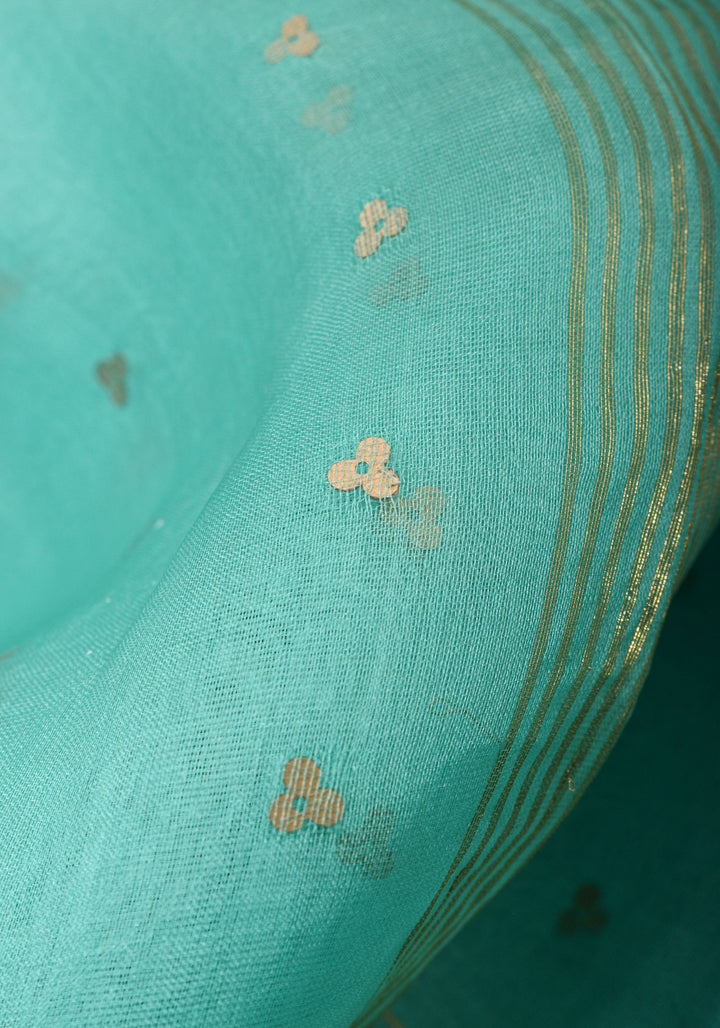 Mint Green Sequins on Muslin Saree
