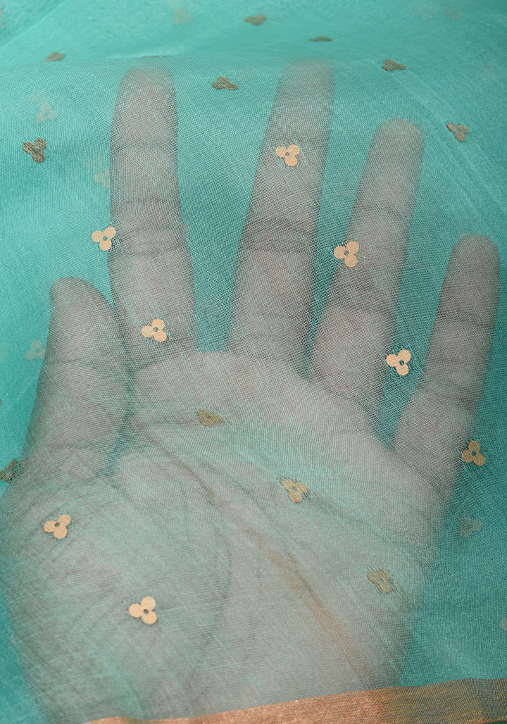 Mint Green Sequins on Muslin Saree