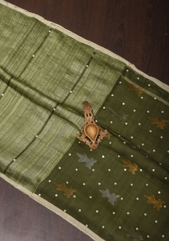 Mother of Pearls woven in Matka Muslin saree | SILK MARK CERTIFIED
