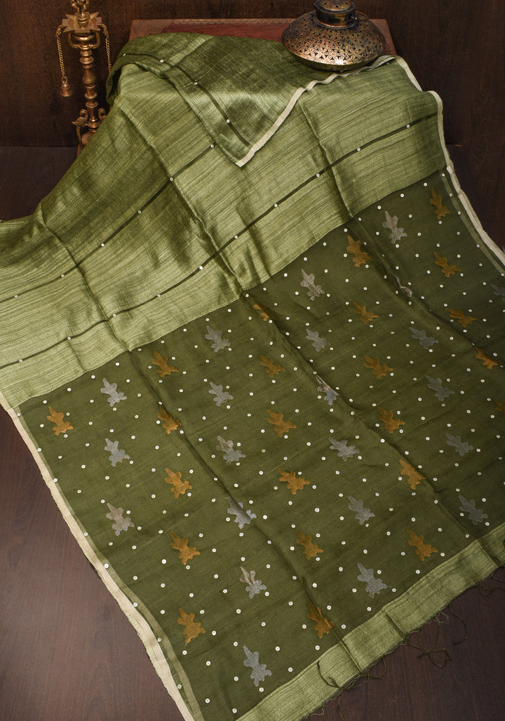 Mother of Pearls woven in Matka Muslin saree | SILK MARK CERTIFIED