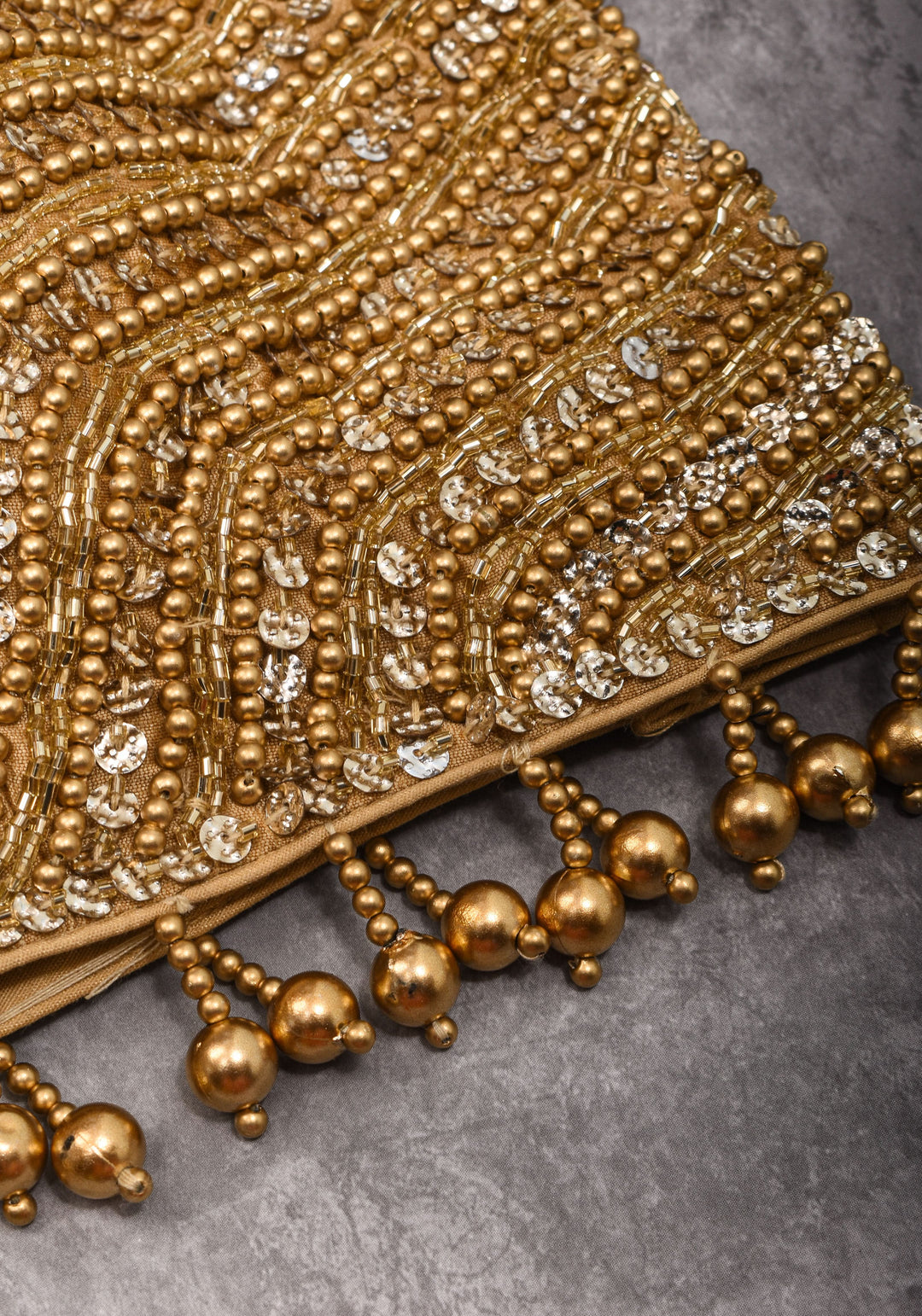 Moti Jadau Blouse with Gold translucent beads, Leaf neck with Sleeveless Blouse, Made to Order
