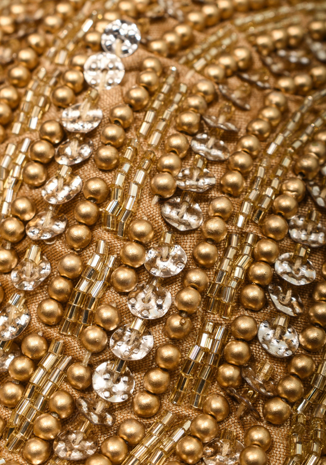 Moti Jadau Blouse with Gold translucent beads, Leaf neck with Sleeveless Blouse, Made to Order