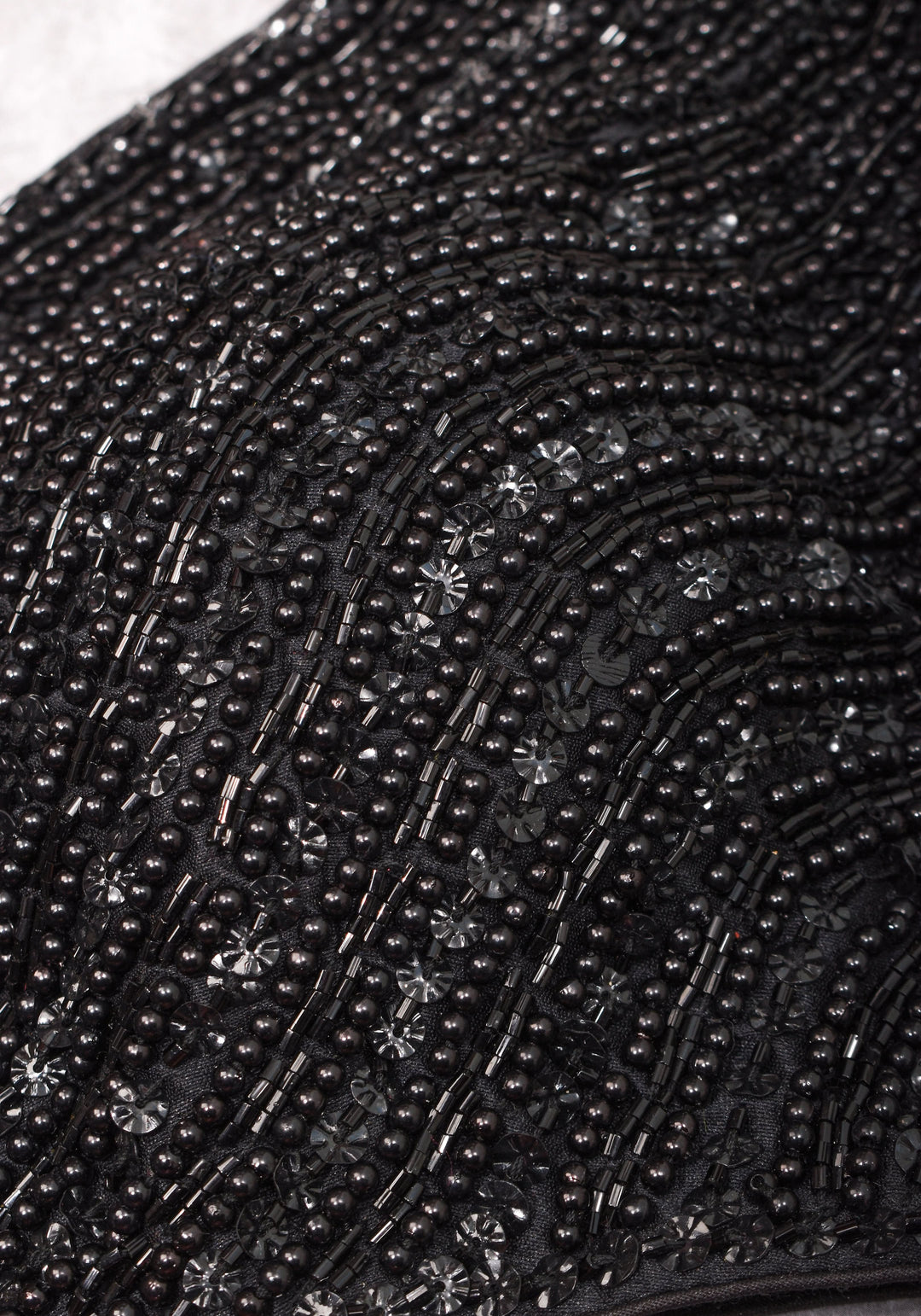 Moti Jadau Blouse with black translucent beads, Leaf neck with Sleeveless Blouse, Made to Order