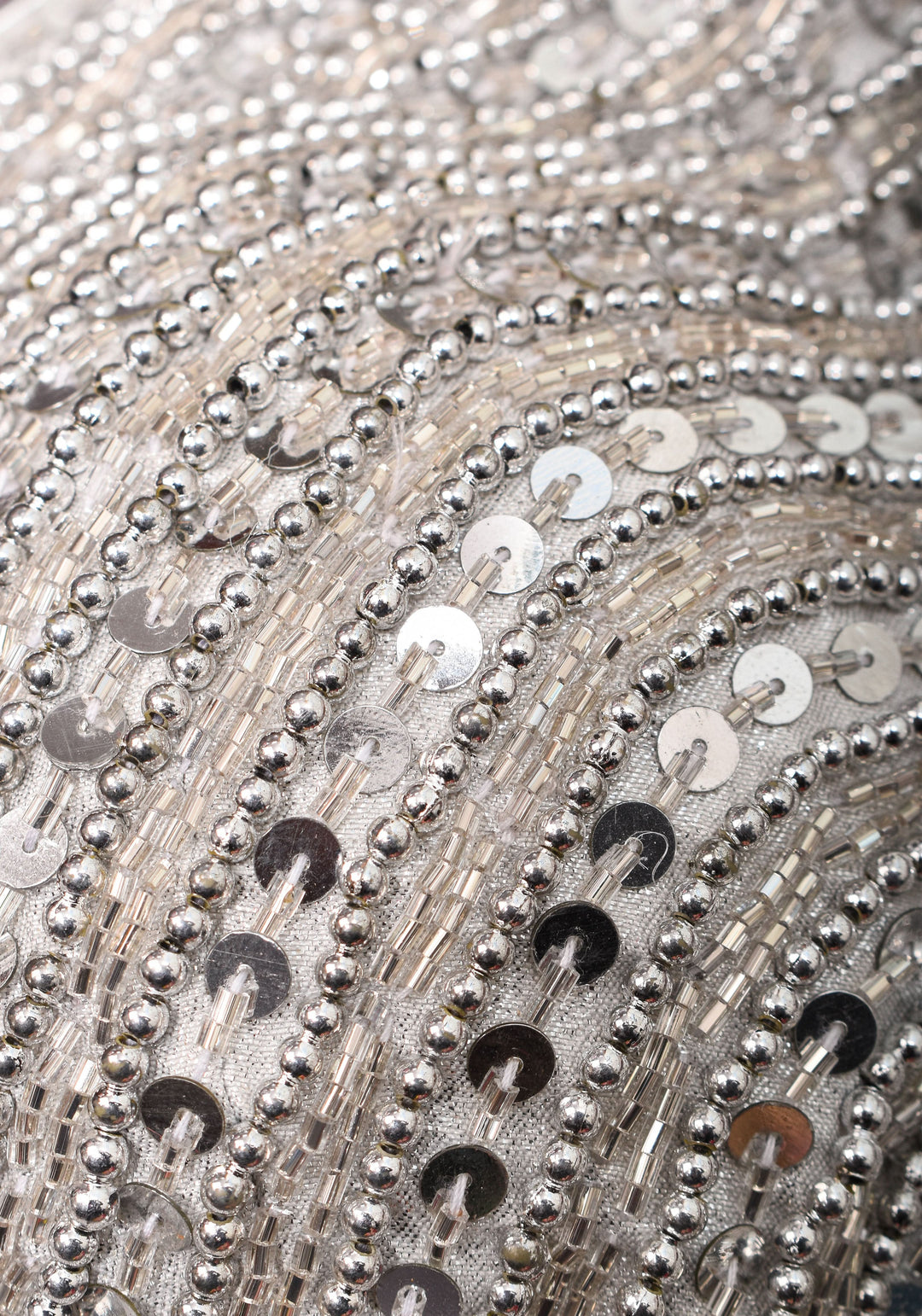 Moti Jadau Blouse with Silver translucent beads, Leaf neck with Sleeveless Blouse, Made to Order