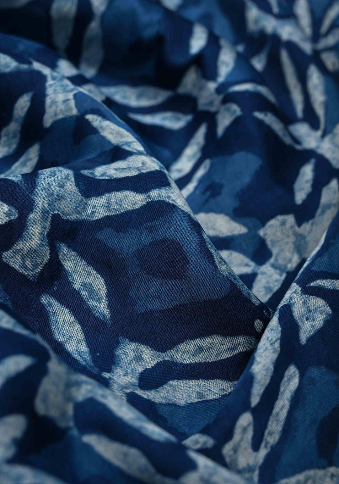Indigo Modal Silk Saree with Jaal Pattern Bagru Hand Block Print