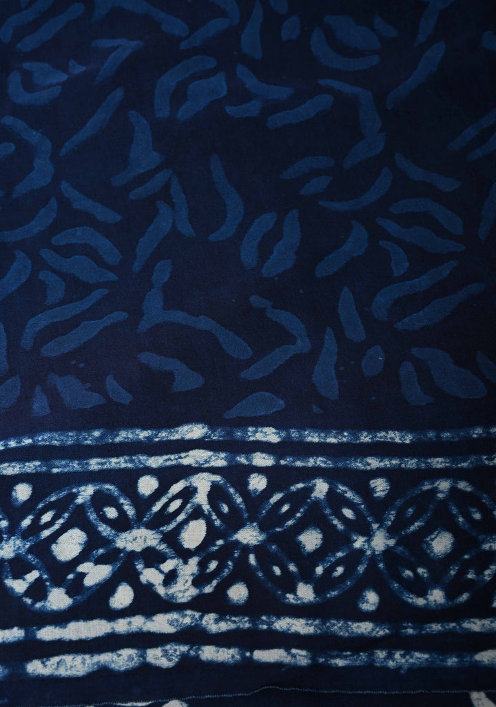 Paisley Design Bagru Hand Block Print on Modal Silk Saree in Indigo