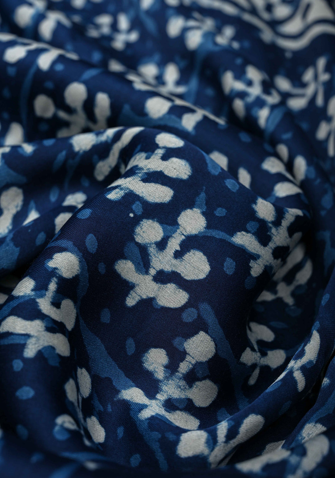 Indigo Modal Silk Saree with Bagru Hand Block Print
