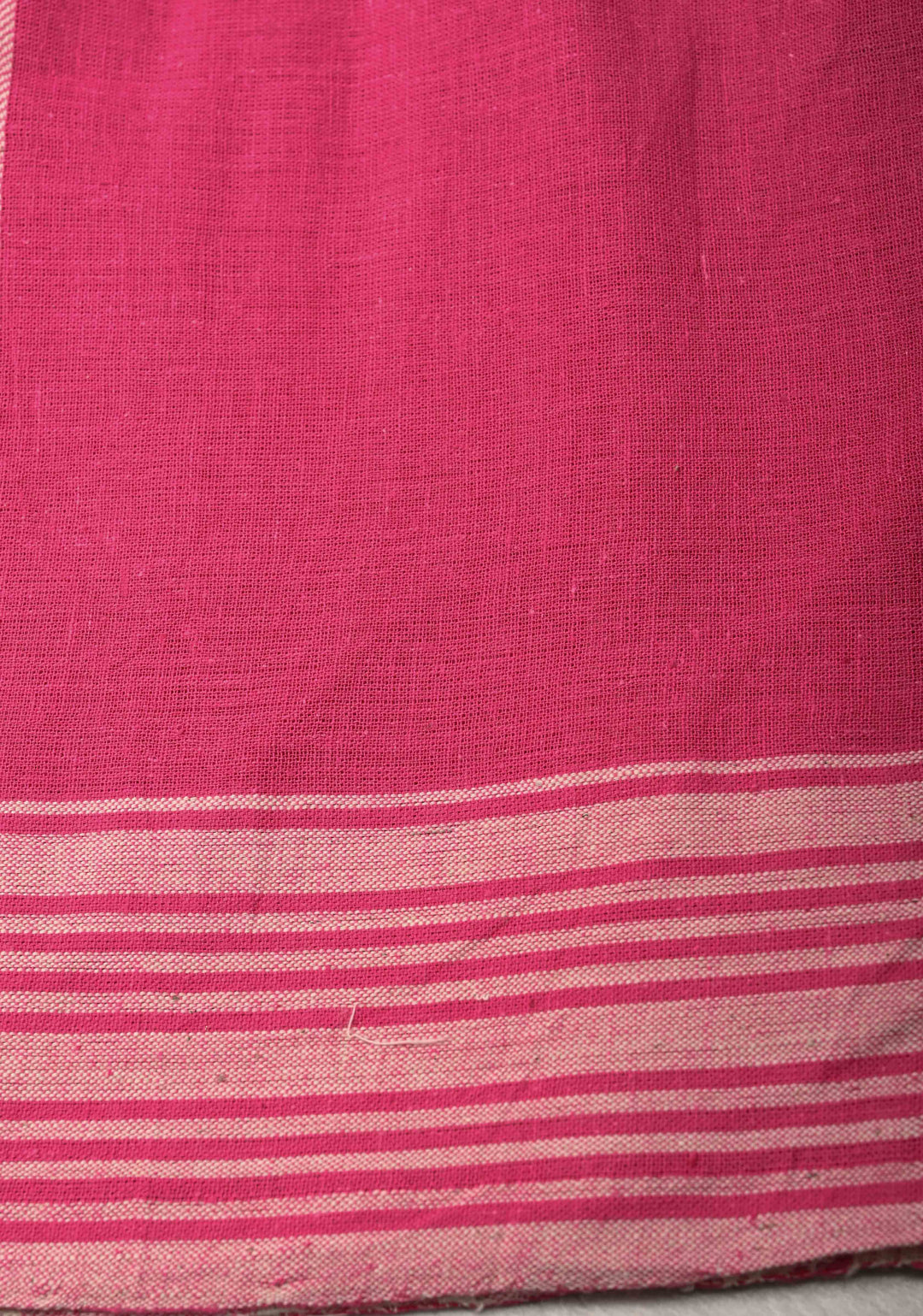 Pink Bhujodi Kala Cotton Saree with Resham Buttas and honeycomb tassels