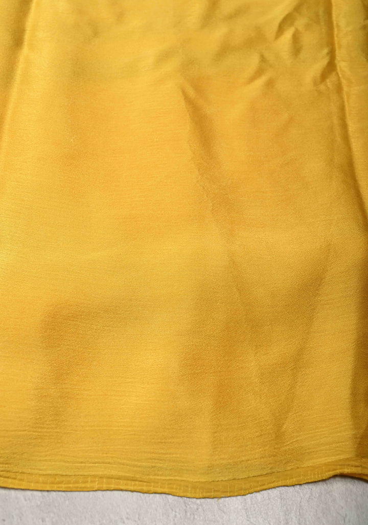 Black-white Stripes Pattern on Satin Georgette Saree with Yellow Wide Border