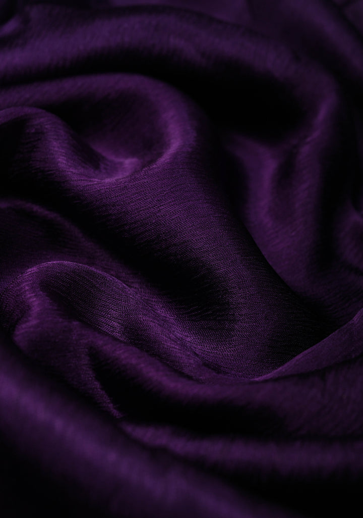 Jamuni Purple Satin Georgette Saree with Fancy Lace Border and Velvet Butta Blouse Piece