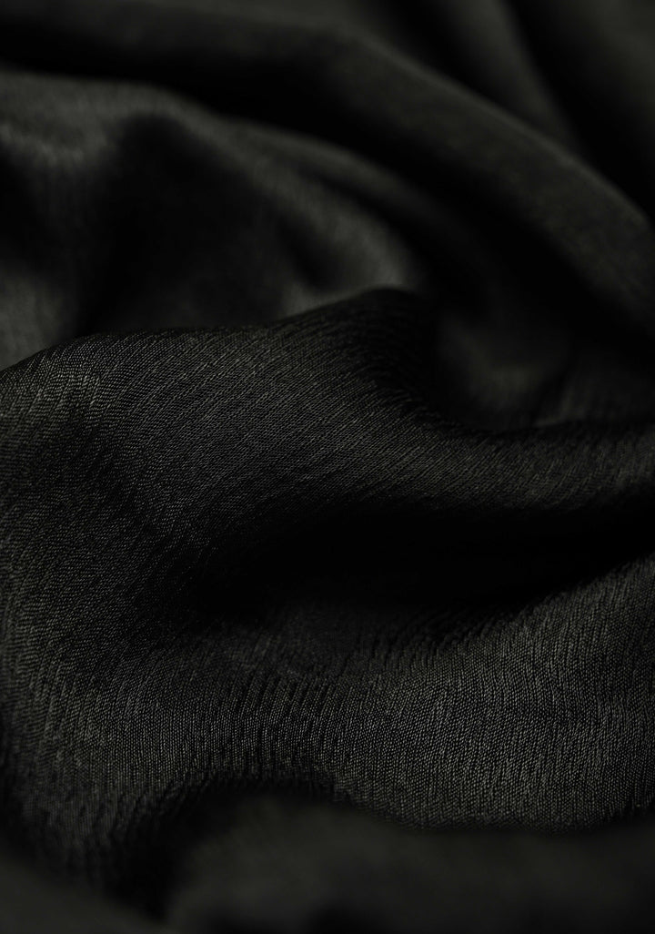 Stunning Black Satin Georgette Saree with Fancy Lace Border and Velvet Butti Blouse